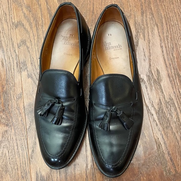 Allen Edmonds Grayson Loafers Mens Black Tassel Leather Dress Shoes 11.5 D
